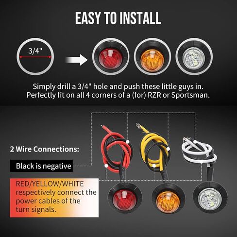 مجموعة إشارة الانعطاف العالمية ATV UTV، مع مجموعة ضوء إشارة الانعطاف في الشارع، مفتاح الروك USB، خط الصمامات للتتابع المتعري USB لدراجة SXS الترابية Polaris RZR Can-Am Kawasaki Golf Cart Dune Buggy in Saudi Arabia