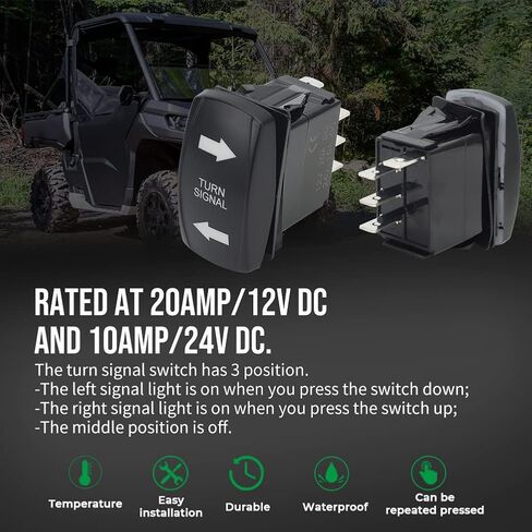 Universal ATV UTV Turn Signal Kit, with Street Turn Signal Light Kit Rocker Switch Horn USB Flasher Relay Fuse Line for SXS Dirt Bike Polaris RZR Can-Am Kawasaki Golf Cart Dune Buggy in Saudi Arabia