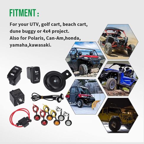 Universal ATV UTV Turn Signal Kit, with Street Turn Signal Light Kit Rocker Switch Horn USB Flasher Relay Fuse Line for SXS Dirt Bike Polaris RZR Can-Am Kawasaki Golf Cart Dune Buggy in Saudi Arabia