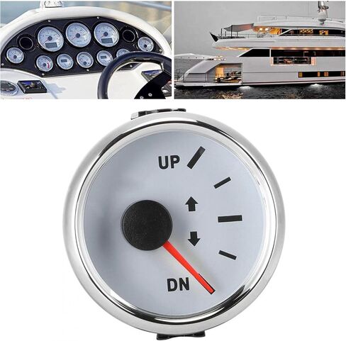 مقياس زخرفة القارب 52 مم/2 بوصة UP-DN 0-190ohm مؤشر إمالة الإشارة الخلفية الحمراء مقياس زخرفة القارب مؤشر إمالة القارب (إطار فضي بقرص أبيض) in Saudi Arabia