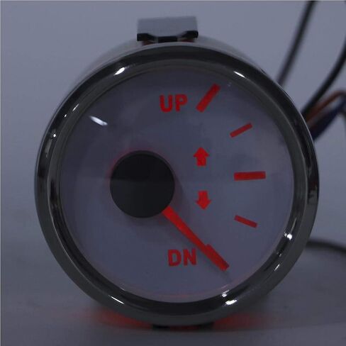 مقياس زخرفة القارب 52 مم/2 بوصة UP-DN 0-190ohm مؤشر إمالة الإشارة الخلفية الحمراء مقياس زخرفة القارب مؤشر إمالة القارب (إطار فضي بقرص أبيض) in Saudi Arabia