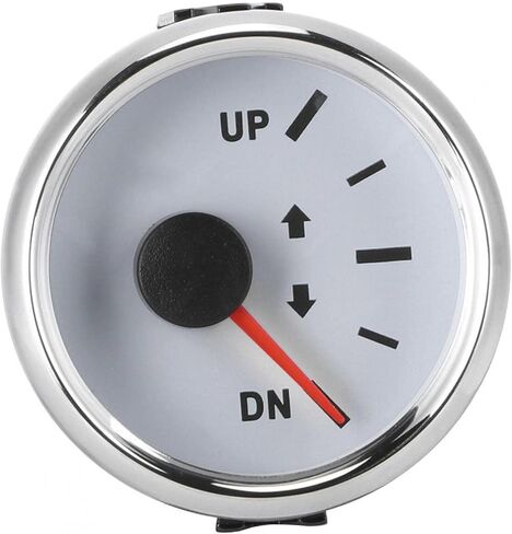 مقياس زخرفة القارب 52 مم/2 بوصة UP-DN 0-190ohm مؤشر إمالة الإشارة الخلفية الحمراء مقياس زخرفة القارب مؤشر إمالة القارب (إطار فضي بقرص أبيض) in Saudi Arabia
