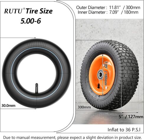 RUTU 13 x 5.00-6'' 4.00-6 4.50-6 5.30-6 Inner Tube Replacement for Razor Quad (Version 1-18) Go Kart, Dirt Bike, ATV, Yard Tractors, Lawn Mowers, Snow Blowers, Hand Trucks with TR87 Angled Valve in Saudi Arabia