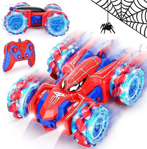 Spider Remote Control Car, Double Sided 360°Rotating 4WD Off-Road RC Stunt Cars with Headlights, 2.4Ghz Indoor Outdoor Rechargeable Toys Car for Boys KDS Age 4-6 5-7 6-8 8-12 Birthday Gift in Saudi Arabia