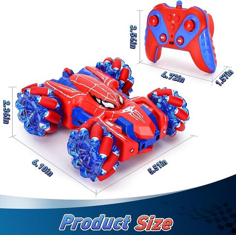Spider Remote Control Car, Double Sided 360°Rotating 4WD Off-Road RC Stunt Cars with Headlights, 2.4Ghz Indoor Outdoor Rechargeable Toys Car for Boys KDS Age 4-6 5-7 6-8 8-12 Birthday Gift in Saudi Arabia
