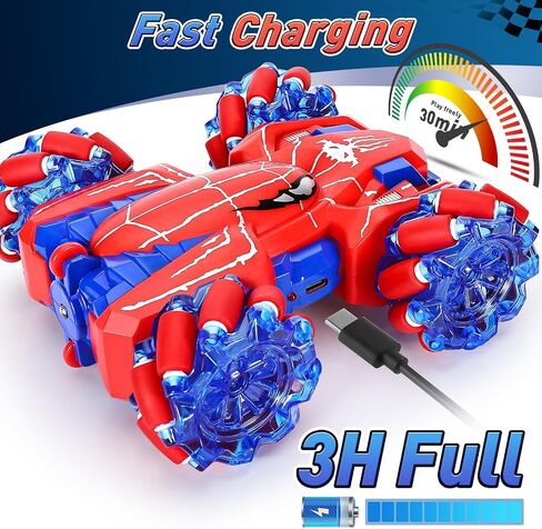 Spider Remote Control Car, Double Sided 360°Rotating 4WD Off-Road RC Stunt Cars with Headlights, 2.4Ghz Indoor Outdoor Rechargeable Toys Car for Boys KDS Age 4-6 5-7 6-8 8-12 Birthday Gift in Saudi Arabia