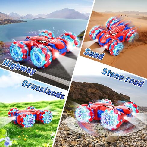 Spider Remote Control Car, Double Sided 360°Rotating 4WD Off-Road RC Stunt Cars with Headlights, 2.4Ghz Indoor Outdoor Rechargeable Toys Car for Boys KDS Age 4-6 5-7 6-8 8-12 Birthday Gift in Saudi Arabia
