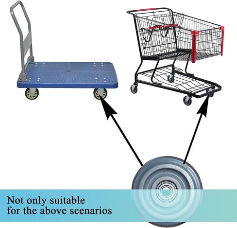 Push Cart Wheels, Heavy Duty 4 Inch PU Caster Wheels Bearings Repair Kits, Pltae Casters, Shelf Replacement Wheels for Platform Trucks up to 265 Pounds (4-Inch) in Saudi Arabia