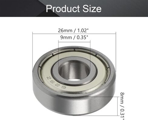 Othmro محامل الكرات الأخدود العميق، 10 قطع 629ZZ محامل الأخدود العميق 9x26x8 مم محمل كروي مزدوج من البلاستيك المختوم من الفولاذ الكربوني محمل الأخدود العميق للدراجات البخارية ومعدات طب الأسنان والمصاعد الروبوتية in Kuwait