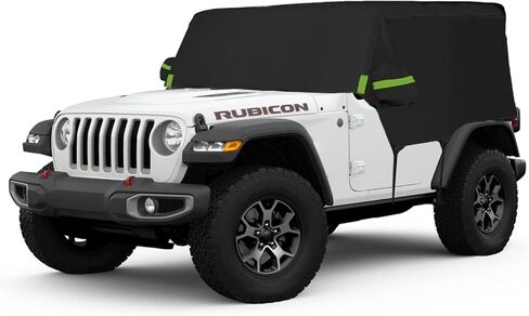 أغطية سيارات YIXIN مقاومة للماء لسيارة Jeep Wrangler JKU JLU نصف خارجي 1987-2022 SUV 4 أبواب أغطية سيارات 210T تناسب العملاء بنسبة 100% حزام مقاوم للرياح وسحاب باب واحد in Kuwait