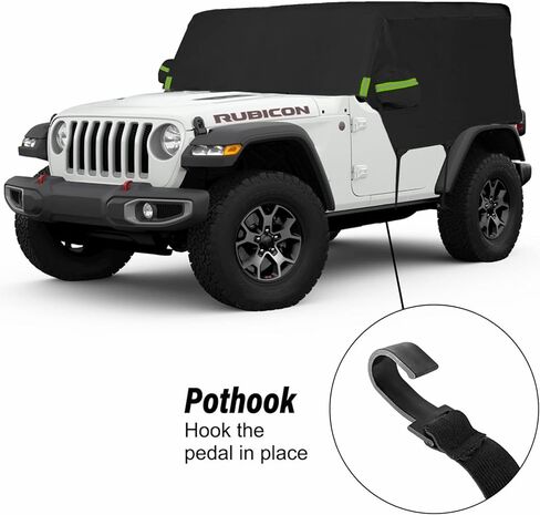 أغطية سيارات YIXIN مقاومة للماء لسيارة Jeep Wrangler JKU JLU نصف خارجي 1987-2022 SUV 4 أبواب أغطية سيارات 210T تناسب العملاء بنسبة 100% حزام مقاوم للرياح وسحاب باب واحد in Kuwait