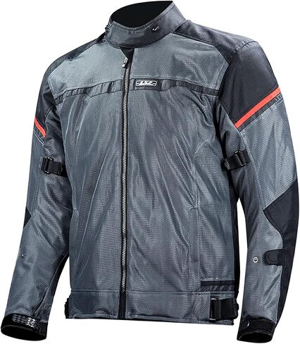 جاكيت LS2 Riva للرجال (أسود/رمادي داكن/أحمر - 2X-Large) in Kuwait