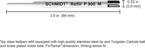 Schmidt P900 Ballpoint Tc Ball Parker Style Refill Medium, Black, 2 Pack Blister (SC58135) in Saudi Arabia