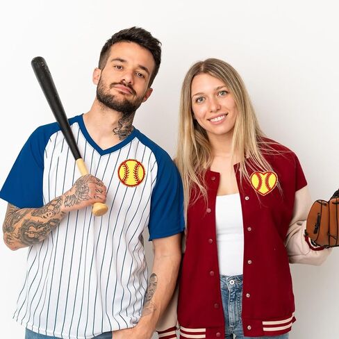 10 PCS Baseball Patches Iron On Chenille Gold Glitter Edges Patch Baseball Iron On Patches Applique for Jeans Bags DIY Clothing Hats Jackets Bag Backpacks Repair in Saudi Arabia