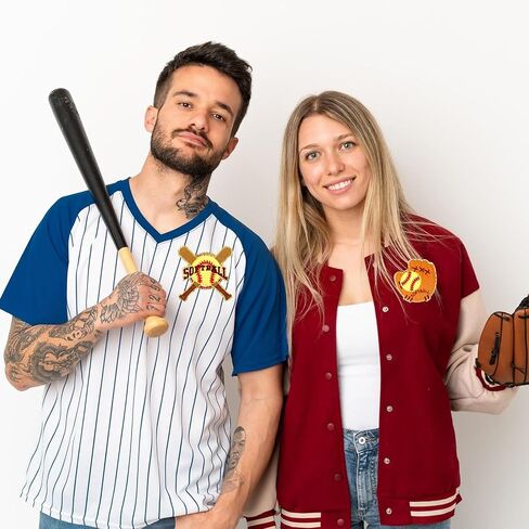 10 PCS Baseball Patches Iron On Chenille Gold Glitter Edges Patch Baseball Iron On Patches Applique for Jeans Bags DIY Clothing Hats Jackets Bag Backpacks Repair in Saudi Arabia