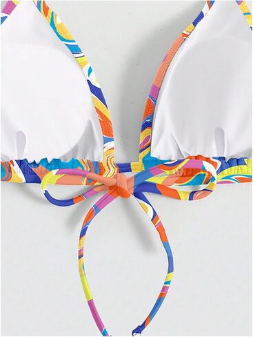 SOLY HUX Women's Plus Size String Halter Bikini Swimsuit Top Printed Triangle Bathing Suit Tops Beachwear in Saudi Arabia