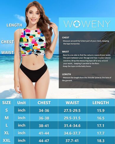 ملابس سباحة WOWENY بيكيني علوي برقبة عالية وعقدة أمامية قصيرة من Tankini ملابس سباحة فقط in Saudi Arabia