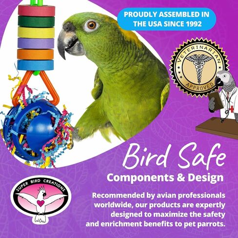 لعبة الطيور Super Bird Creations SB1200 Wacky Waffle Bagel Bird، ألعاب الببغاء، الرمادي الأفريقي والمكاو، لعبة الطيور العلفية، لعبة مضغ الطيور، ملحقات قفص الطيور، لعب تفاعلي للطيور، حجم طائر متوسط/كبير، 25.4 سم × 7.62 سم. in Saudi Arabia