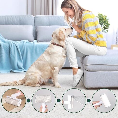 Pet Extra Sticky Lint Roller,Mega Value Set 180 Sheets Refills for Pet Hair Removal with Detachable Handle, Reusable Pet Hair roller for Sofa Clothes Bed Furniture Carpet for Dog & Cat Hair in Saudi Arabia