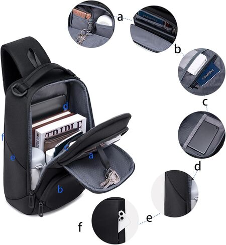 Stylish Crossbody Sling Bag with USB Charging Port - Fashionable and Travel-Ready Backpack for On-the-Go Convenience in Saudi Arabia