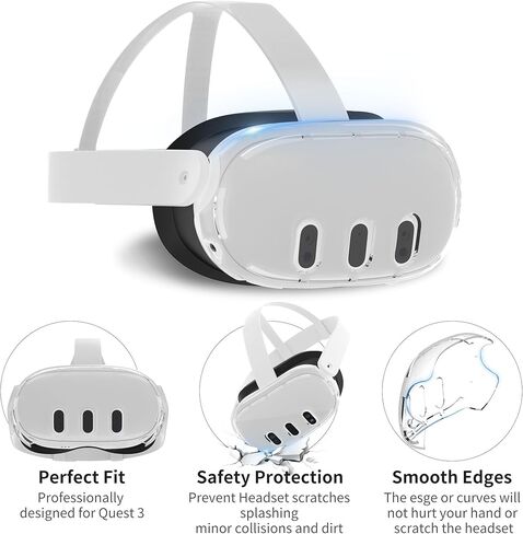 غطاء حماية HiBloks VR Shell لملحقات Meta Quest 3، غطاء واقي شفاف لسماعات الواقع الافتراضي مع فتحة دقيقة لـ Oculus Quest 3، غطاء سماعة VR مقاوم للصدمات والسقوط ومقاوم للماء in Kuwait