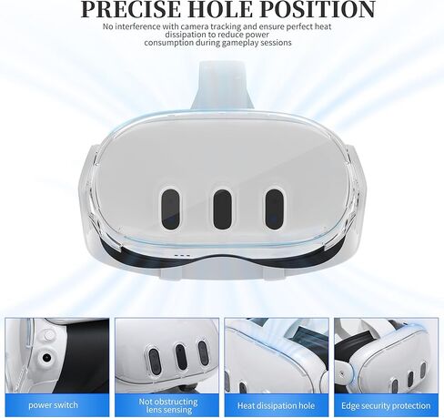 غطاء حماية HiBloks VR Shell لملحقات Meta Quest 3، غطاء واقي شفاف لسماعات الواقع الافتراضي مع فتحة دقيقة لـ Oculus Quest 3، غطاء سماعة VR مقاوم للصدمات والسقوط ومقاوم للماء in Kuwait