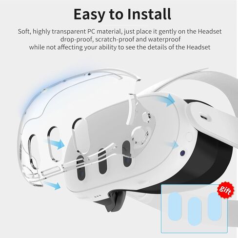 غطاء حماية HiBloks VR Shell لملحقات Meta Quest 3، غطاء واقي شفاف لسماعات الواقع الافتراضي مع فتحة دقيقة لـ Oculus Quest 3، غطاء سماعة VR مقاوم للصدمات والسقوط ومقاوم للماء in Kuwait