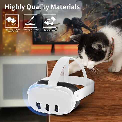 غطاء حماية HiBloks VR Shell لملحقات Meta Quest 3، غطاء واقي شفاف لسماعات الواقع الافتراضي مع فتحة دقيقة لـ Oculus Quest 3، غطاء سماعة VR مقاوم للصدمات والسقوط ومقاوم للماء in Kuwait