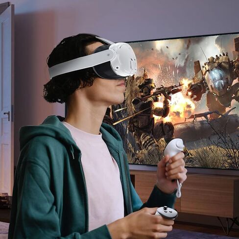 غطاء حماية HiBloks VR Shell لملحقات Meta Quest 3، غطاء واقي شفاف لسماعات الواقع الافتراضي مع فتحة دقيقة لـ Oculus Quest 3، غطاء سماعة VR مقاوم للصدمات والسقوط ومقاوم للماء in Kuwait