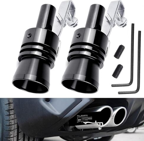 صافرة توربو للسيارة، قطعتان من سبائك الألومنيوم كاتم صوت عادم عادم عالمي للسيارات والدراجات النارية (أسود) in Kuwait
