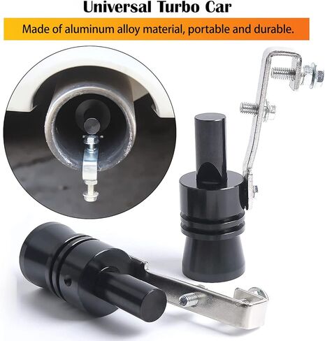 صافرة توربو للسيارة، قطعتان من سبائك الألومنيوم كاتم صوت عادم عادم عالمي للسيارات والدراجات النارية (أسود) in Kuwait