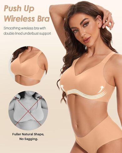 Padded Push Up Bra Comfortable Wireless Bra for Women No Underwire Full Coverage Seamless Bra with Support in Saudi Arabia