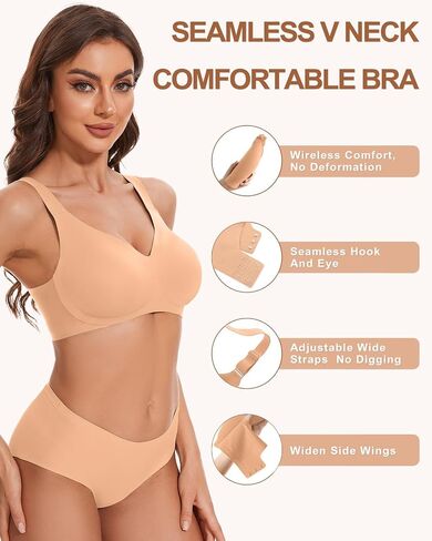 Padded Push Up Bra Comfortable Wireless Bra for Women No Underwire Full Coverage Seamless Bra with Support in Saudi Arabia