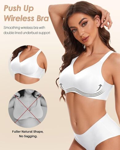 Padded Push Up Bra Comfortable Wireless Bra for Women No Underwire Full Coverage Seamless Bra with Support in Saudi Arabia