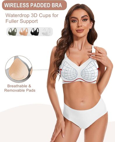 Padded Push Up Bra Comfortable Wireless Bra for Women No Underwire Full Coverage Seamless Bra with Support in Saudi Arabia