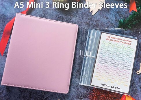 25 Pcs 4 Pocket 100 Envelopes Money Saving Challenge Sleeves and Tracker Sheet Protector, Fit for Mini 3 Ring A5 Binder, Pre-Printed 1~100 Numbers Money Pockets Refill Pages,Top Loading Currency Pages in Kuwait