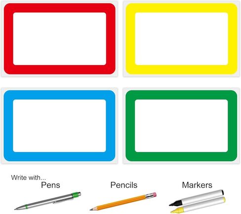 200pc 4 Colors Name Tags Labels Stickers, 3.5"x2.25" Colored Blank Name Stickers Category Labels for Office, School, Meeting, Kindergarten, Teachers, Parties, Warehouses, Clothes and Mailing in Saudi Arabia