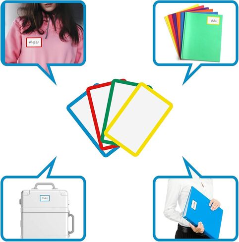 300 Pcs Adhesive Name Tag Labels Stickers, 3.5" x2.3" Colored Blank Name Tag Category Tags for Office, School, Meeting, Kindergarten, Teachers, Parties, Warehouses, Clothes and Mailing in Kuwait