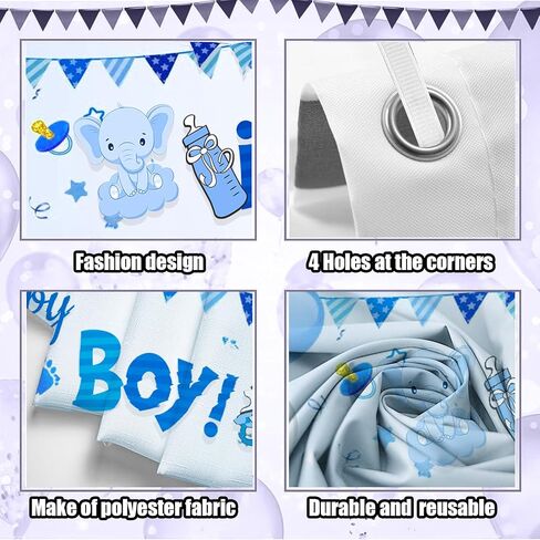لافتة ساحة لافتة عيد ميلاد سعيد من Oh Baby It's a Boy مع بالونات على شكل فيل طفل جديد، خلفية خلفية لديكور حفلات عيد ميلاد الطفل، 20 قطعة in Saudi Arabia