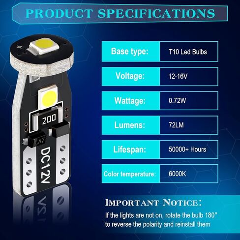 50 Pcs T10 194 LED Car Bulbs W5W LED Bulb Interior Car Lights LED Replacement Bulbs for Car Interior Dome Map Door Courtesy License Plate Lights in Saudi Arabia