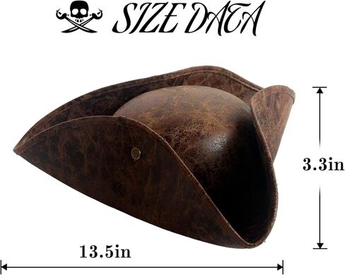 Authentic Brown Pirate Faux Leather Hat for Adult Colonial Tricorn Halloween Costume Accessories in Saudi Arabia