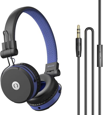 MuveAcoustics فوق سماعات الأذن سلكية - سماعات رأس سلكية فوق الأذن لتسجيل سماعات الرأس وشاشات الصوت داخل الأذن سماعة استوديو سلكية 3.5 ملم موسيقى باس للبودكاست TV PC Computer Gym، Impulse Blue in Saudi Arabia