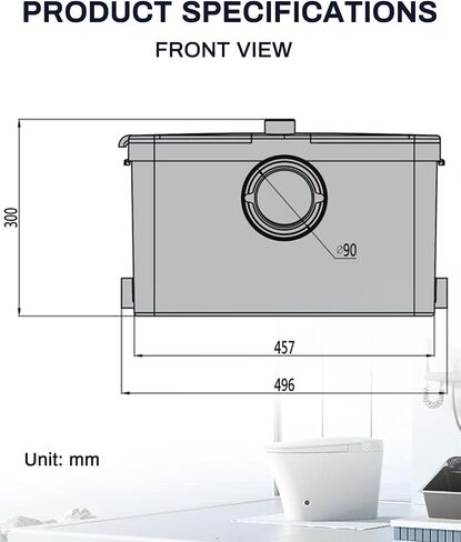 600W Macerator Sewerage Pump Toilet Upflush Pump Macerating Pump 33Ft/328Ft 170L/Min Flow for Basement Toilet Sink Shower Kitchen Laundry Washing Machine 4 Water Inlets Residential 110V CE in Saudi Arabia