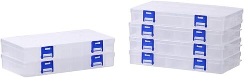 BangQiao 6 Pack Clear Plastic Storage Box with Fixed Grid, Transparent Organizer Divider Case for Seed Bead, Tiny Button, Small Part, Art & Craft Supplies (2 x 15 Grids + 2 x 18 Grids + 2 x 24 Grids) in Kuwait