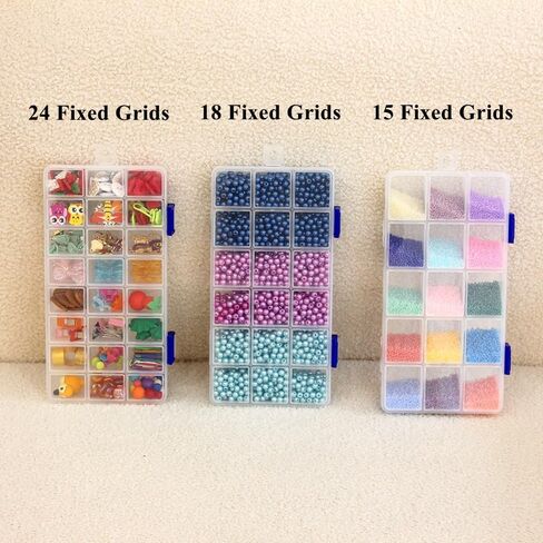 BangQiao 6 Pack Clear Plastic Storage Box with Fixed Grid, Transparent Organizer Divider Case for Seed Bead, Tiny Button, Small Part, Art & Craft Supplies (2 x 15 Grids + 2 x 18 Grids + 2 x 24 Grids) in Kuwait