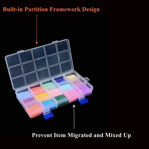 BangQiao 6 Pack Clear Plastic Storage Box with Fixed Grid, Transparent Organizer Divider Case for Seed Bead, Tiny Button, Small Part, Art & Craft Supplies (2 x 15 Grids + 2 x 18 Grids + 2 x 24 Grids) in Kuwait