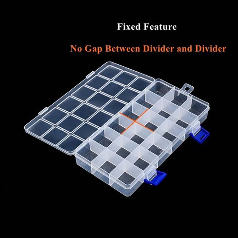 BangQiao 6 Pack Clear Plastic Storage Box with Fixed Grid, Transparent Organizer Divider Case for Seed Bead, Tiny Button, Small Part, Art & Craft Supplies (2 x 15 Grids + 2 x 18 Grids + 2 x 24 Grids) in Kuwait