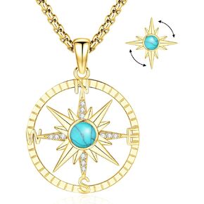 Eusense Compass Necklace for Women Men Sterling Silver 925 Compass Pendant Compass Jewelry Male Female Necklaces Gifts for Birthday Graduation Anniversary Valentine Gift for Mom Father Her Him