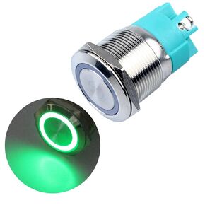 22mm Latching Metal Anti-Vandal Push Button Switch Waterproof Large Current 15Amp 110V 1NO Screw Terminals for 0.87" Mounting Hole with Halo Ring Orange LED