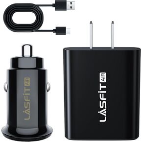 LASFIT AIR Power Kit, 18W Car Charger and 18W Home Charger Adapter with 18W USB-A to USB-C Charging Cable for LASFIT AIR CR1, BM1, TK1 Tire Inflator Portable Air Compressor